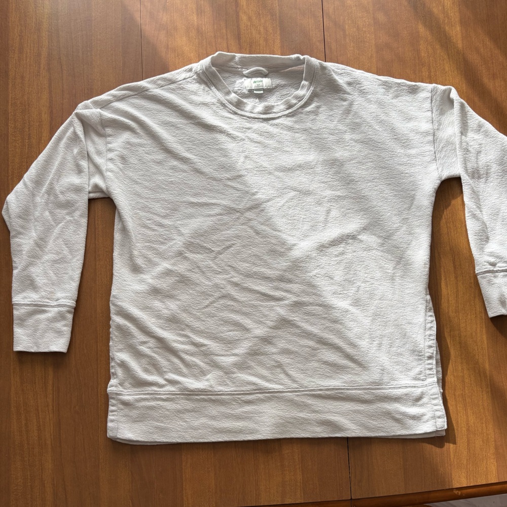 Aerie Textured Cream Long Sleeve Top